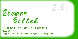 elemer billek business card